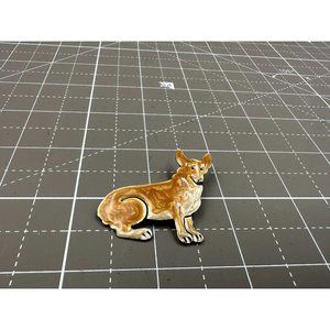 Sterling Enameled Vintage Welsh Corgi Brooch signed